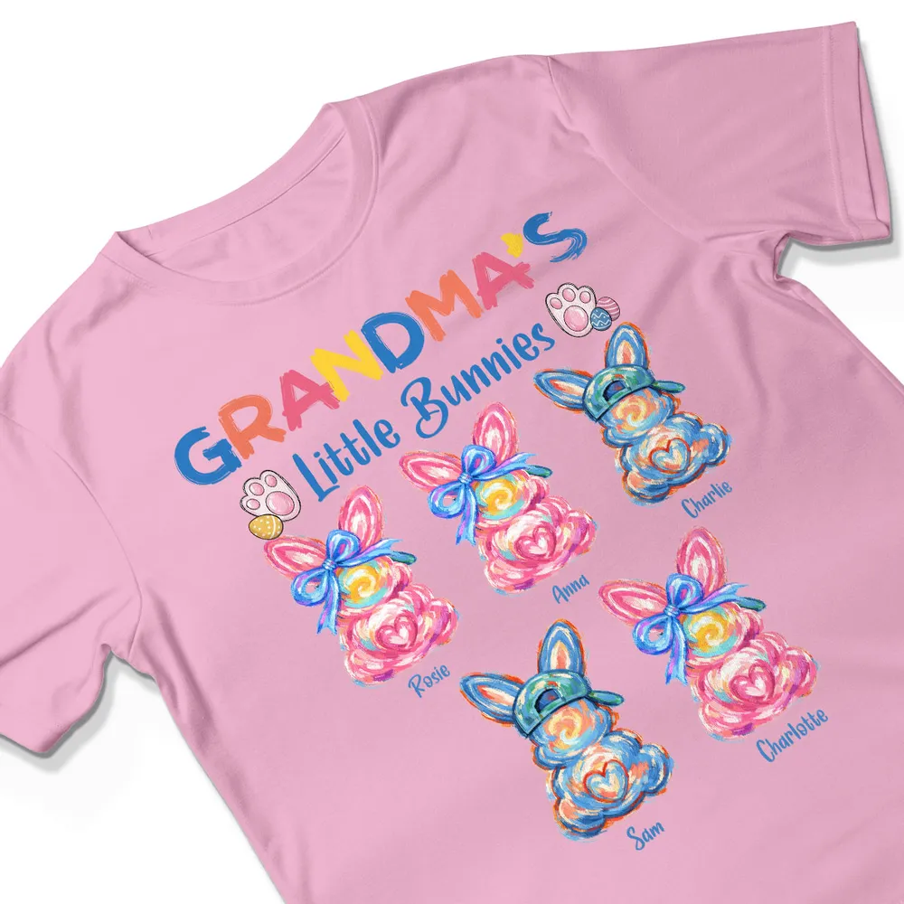 Personalized Grandma's Little Bunnies Classic Tee, Colorful Brushstroke Easter Gift for Grandma, Cute Custom Bunny Shirt - Image 6