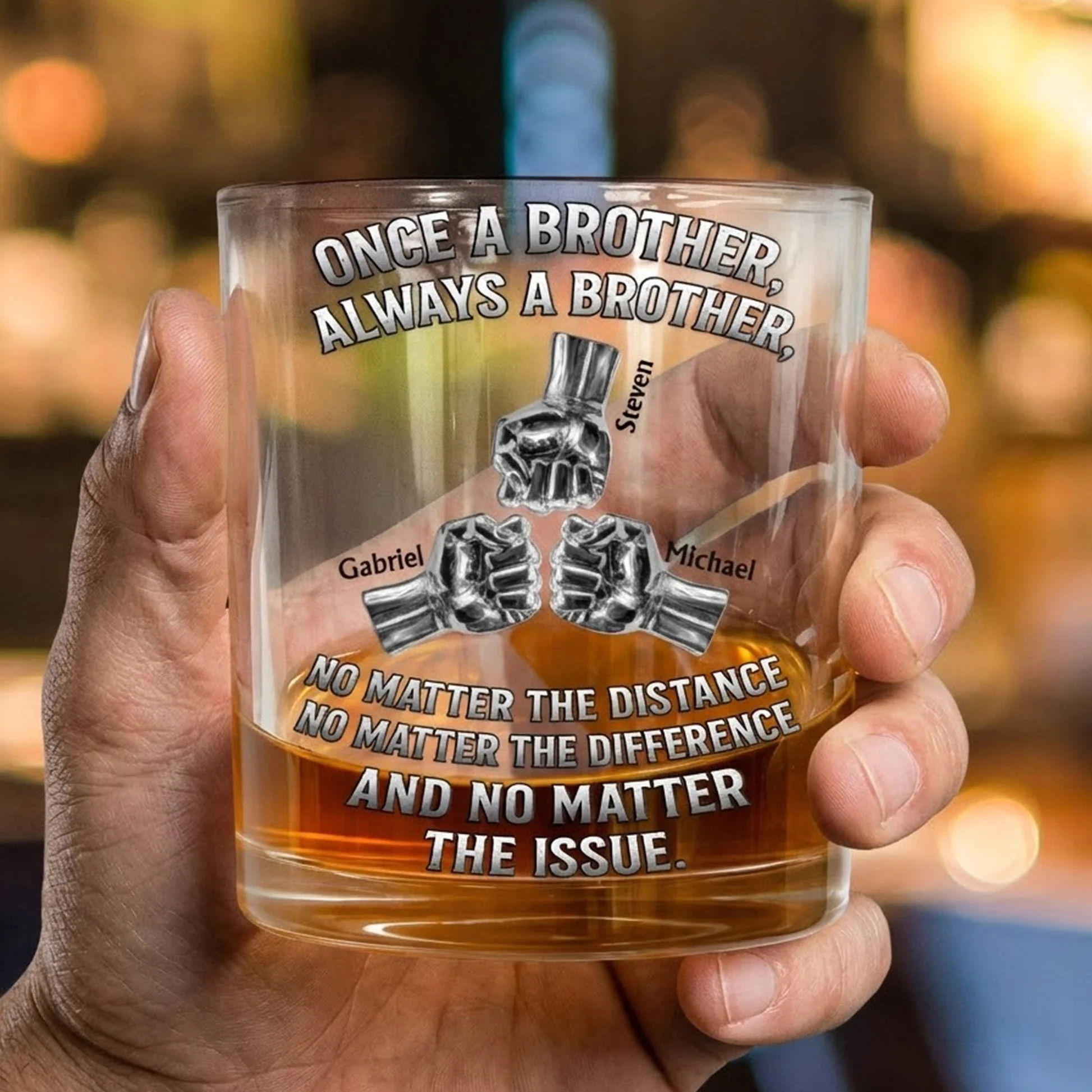 Once A Brother Always A Brother Personalized Whiskey Glass - Heartwarming Sibling Keepsake Gift for Long-Distance Cheers - Image 2