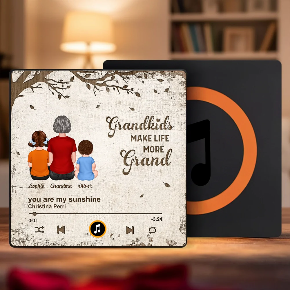 Grandkids Make Life More Grand Acrylic Fridge Magnet, Personalized Grandma and Grandkids Back View, Sweet Gift Idea