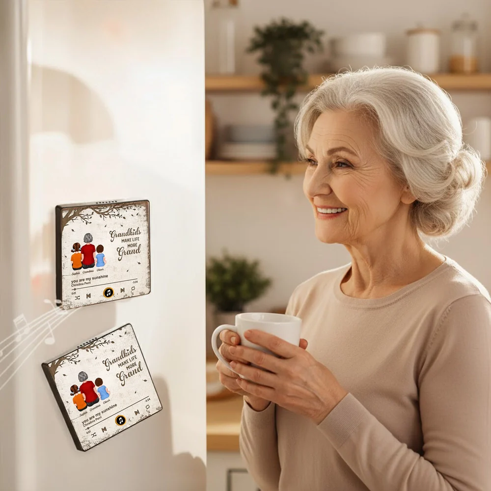 Grandkids Make Life More Grand Acrylic Fridge Magnet, Personalized Grandma and Grandkids Back View, Sweet Gift Idea - Image 6