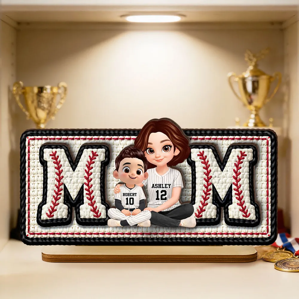 Personalized Baseball Mom 2-Layer Wooden Plaque, Custom Mom & Kids Jersey Design for Nursery or Living Room, Unique Gift for Mom - Image 7