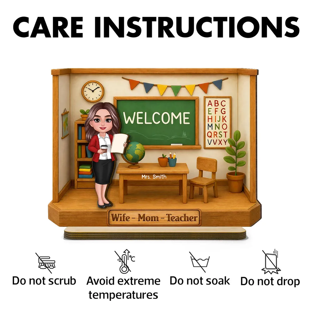 Personalized 2-Layer Wooden Plaque, Classroom Welcome Teacher Scene, Unique Gift for Teacher Mom with Heartfelt Vibe - Image 7