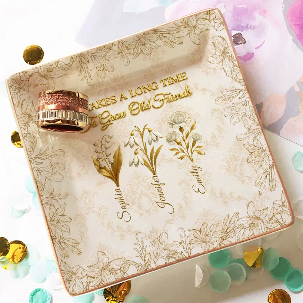 Personalized Jewelry Dish with Vintage Floral Quote, Vanity Ring Holder Decor, Unique Gift for Best Friend - Image 3