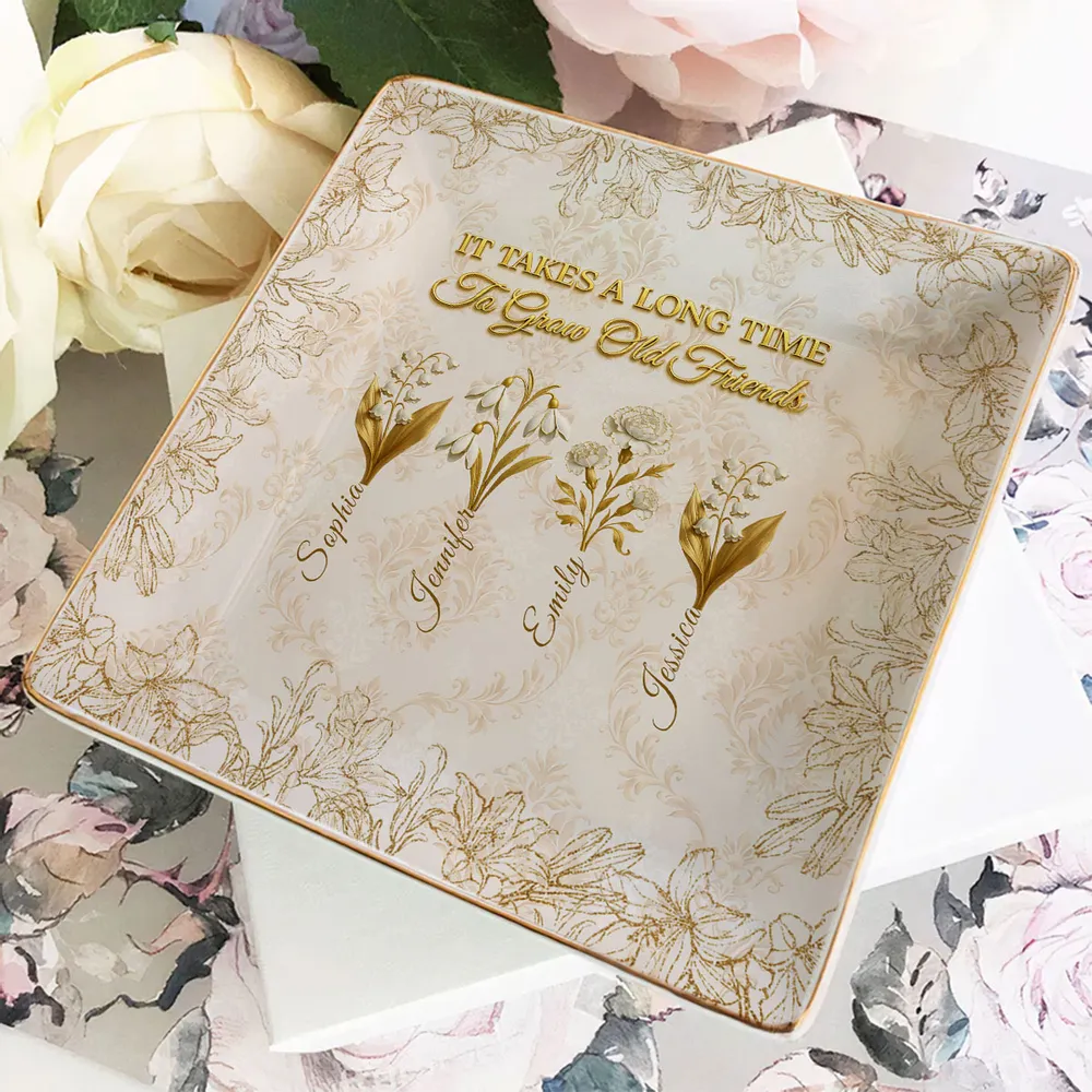Personalized Jewelry Dish with Vintage Floral Quote, Vanity Ring Holder Decor, Unique Gift for Best Friend - Image 4