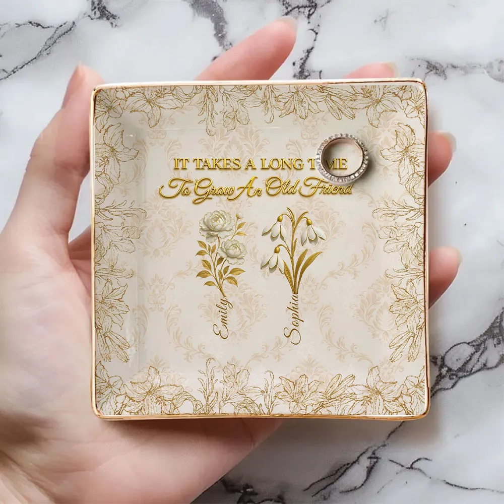 Personalized Jewelry Dish with Vintage Floral Quote, Vanity Ring Holder Decor, Unique Gift for Best Friend - Image 5