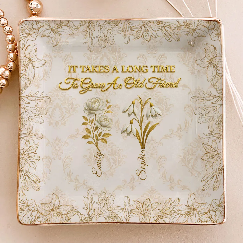 Personalized Jewelry Dish with Vintage Floral Quote, Vanity Ring Holder Decor, Unique Gift for Best Friend - Image 6