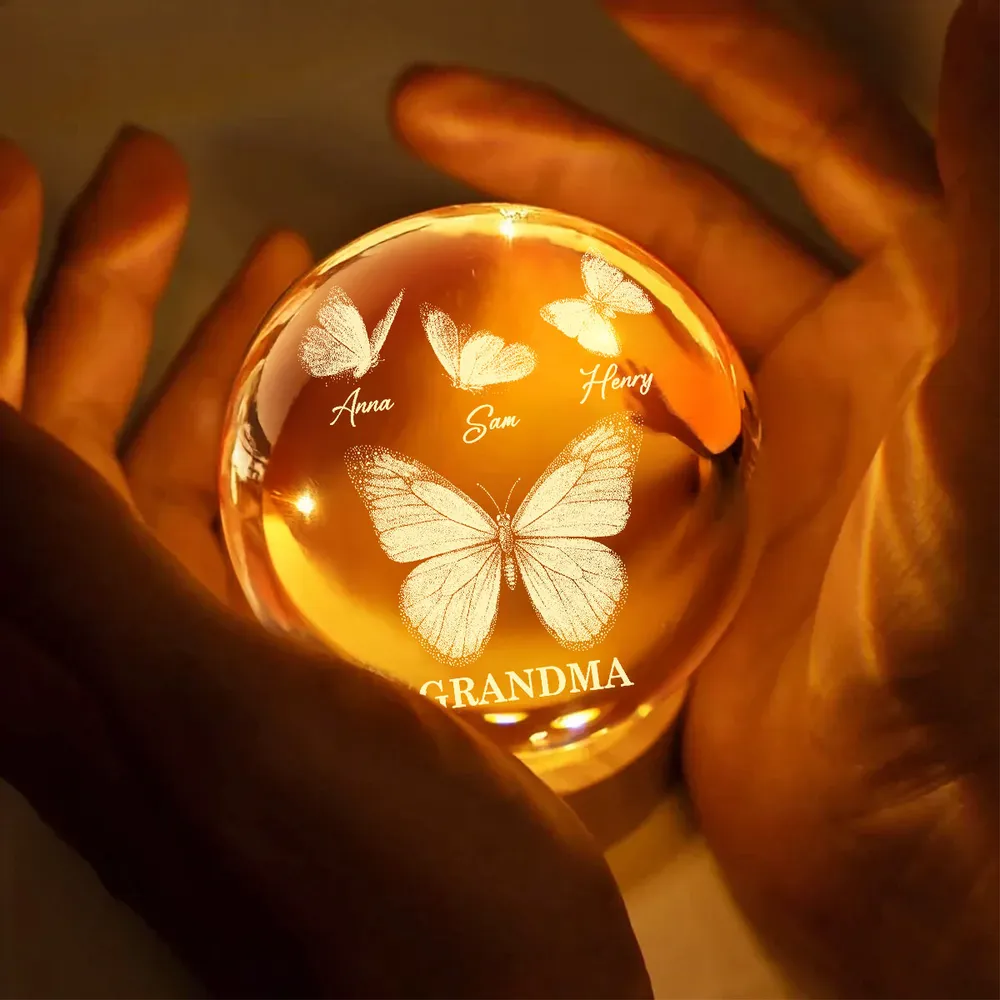 Personalized 3-Color K5 Globe Lamp with Butterflies for Grandma - Unique Custom Gift for a Cozy Nightstand Glow - Image 6