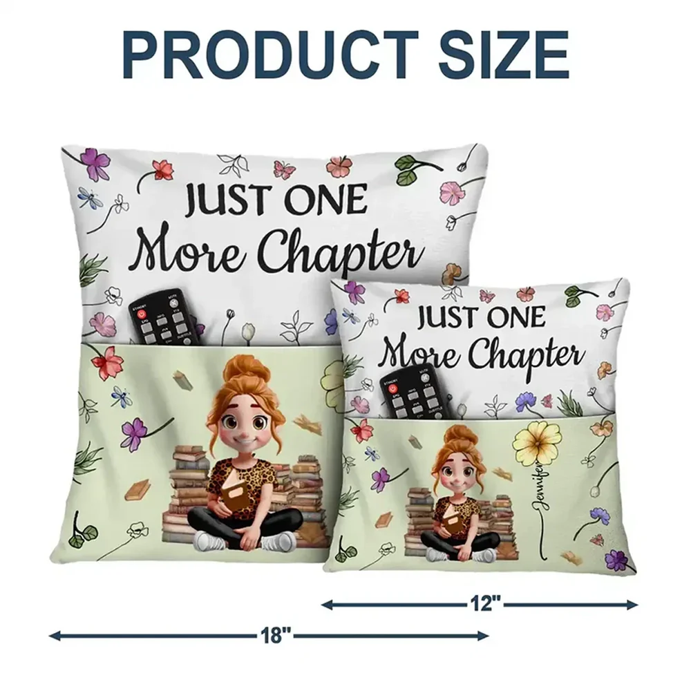 Personalized Pocket Pillow (Stuffing Included) Reading Girl With Flowers - Unique Gift For Book Lovers - Image 4