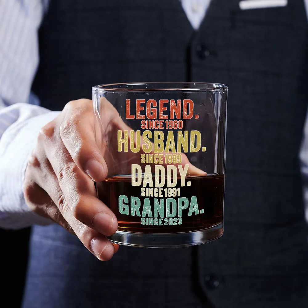 Legend Husband Dad Grandpa Whiskey Glass, Personalized Custom Gift for Dad or Grandpa for a Proud Pour at Home - Image 2
