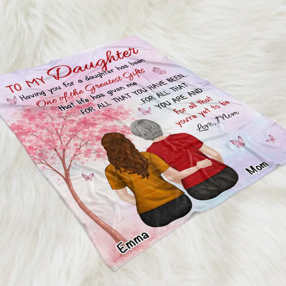 Personalized Daughter and Mom Fleece Blanket, Custom Greatest Gifts Quote, Cozy Unique Gift for Daughter - Image 6