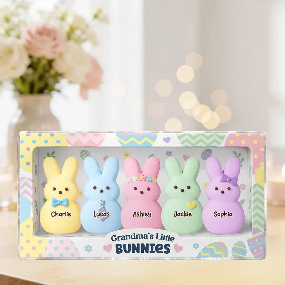 Personalized Shaped Acrylic Block Plaque Grandma's Little Bunnies Easter Shelf Decor, Unique Gift for Grandma