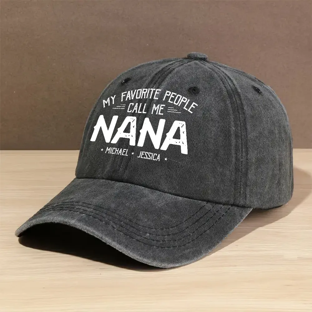 Personalized Washed Denim Baseball Cap 'My Favorite People Call Me Grandma' Unique Gift for Grandma, Vintage Look - Image 2