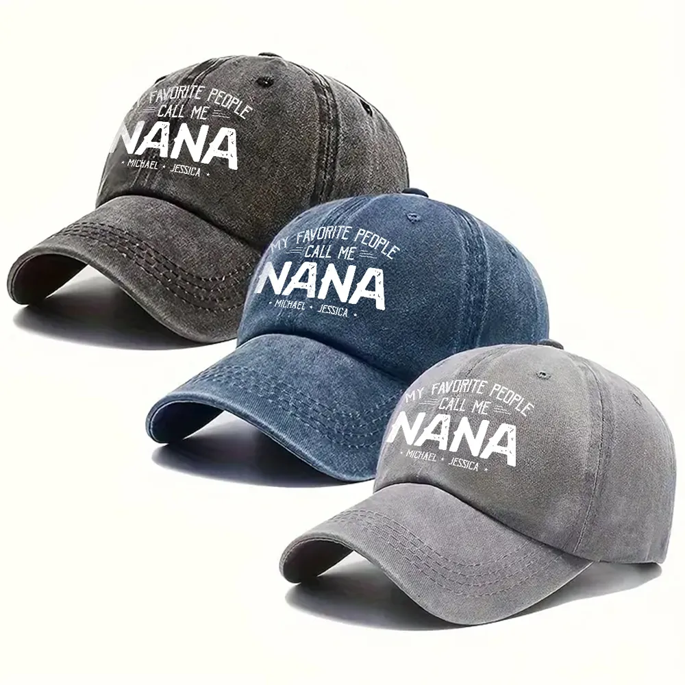 Personalized Washed Denim Baseball Cap 'My Favorite People Call Me Grandma' Unique Gift for Grandma, Vintage Look - Image 3