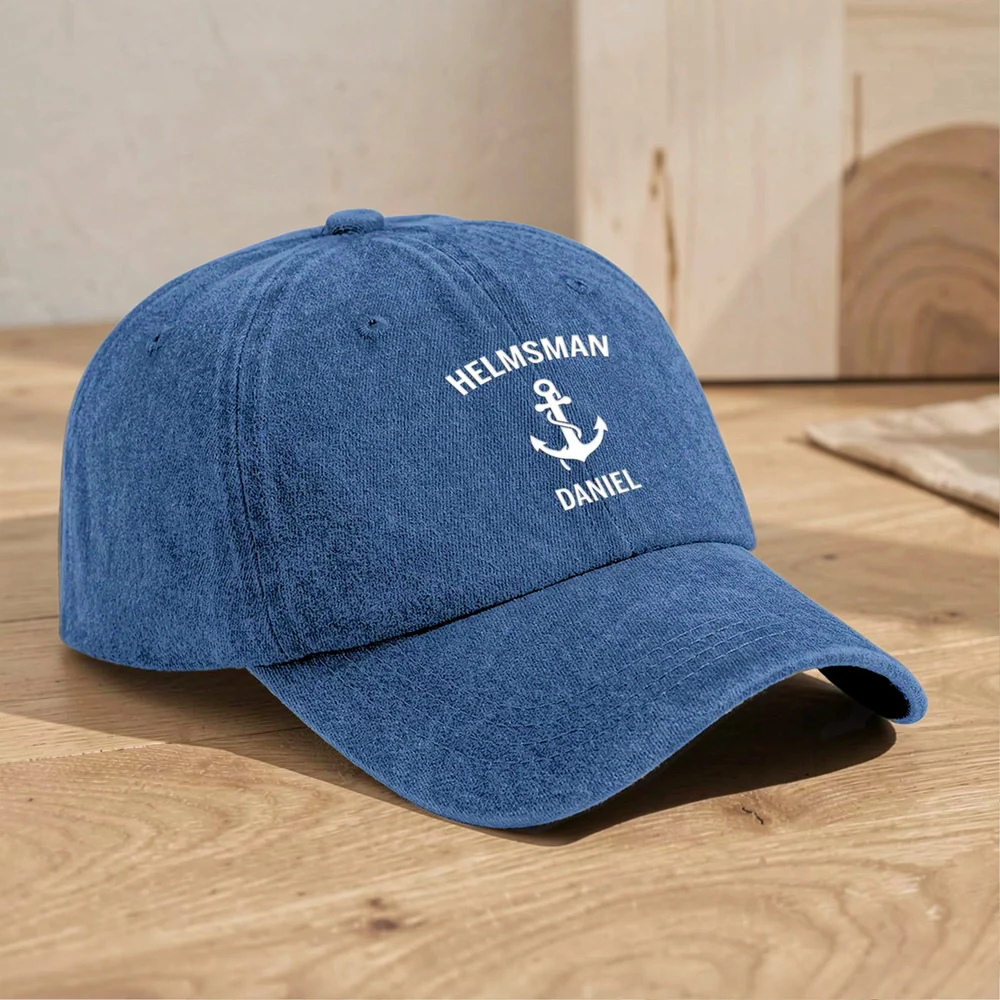 Personalized Washed Denim Baseball Cap with Anchor Icon, Nautical Vintage Look, Unique Gift for Sailors & Dads - Image 5
