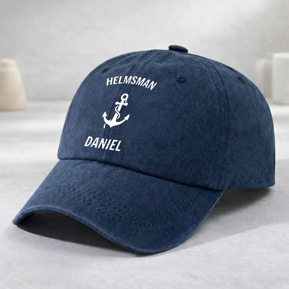 Personalized Washed Denim Baseball Cap with Anchor Icon, Nautical Vintage Look, Unique Gift for Sailors & Dads - Image 6