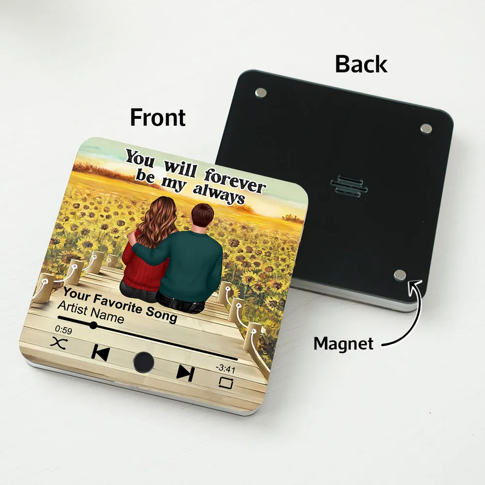 Personalized Acrylic Music Magnet with Couple Sitting by the Lake, You & Me We Got This, Unique Romantic Gift for Him or Her - Image 6