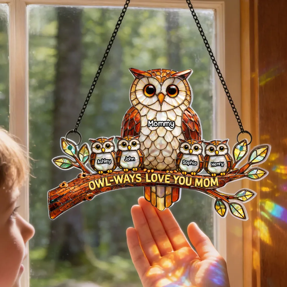 Owl-Ways Love You Mom Personalized Acrylic Suncatcher Ornament, Colorful Sun Catcher Window Decor, Thoughtful Gift - Image 3