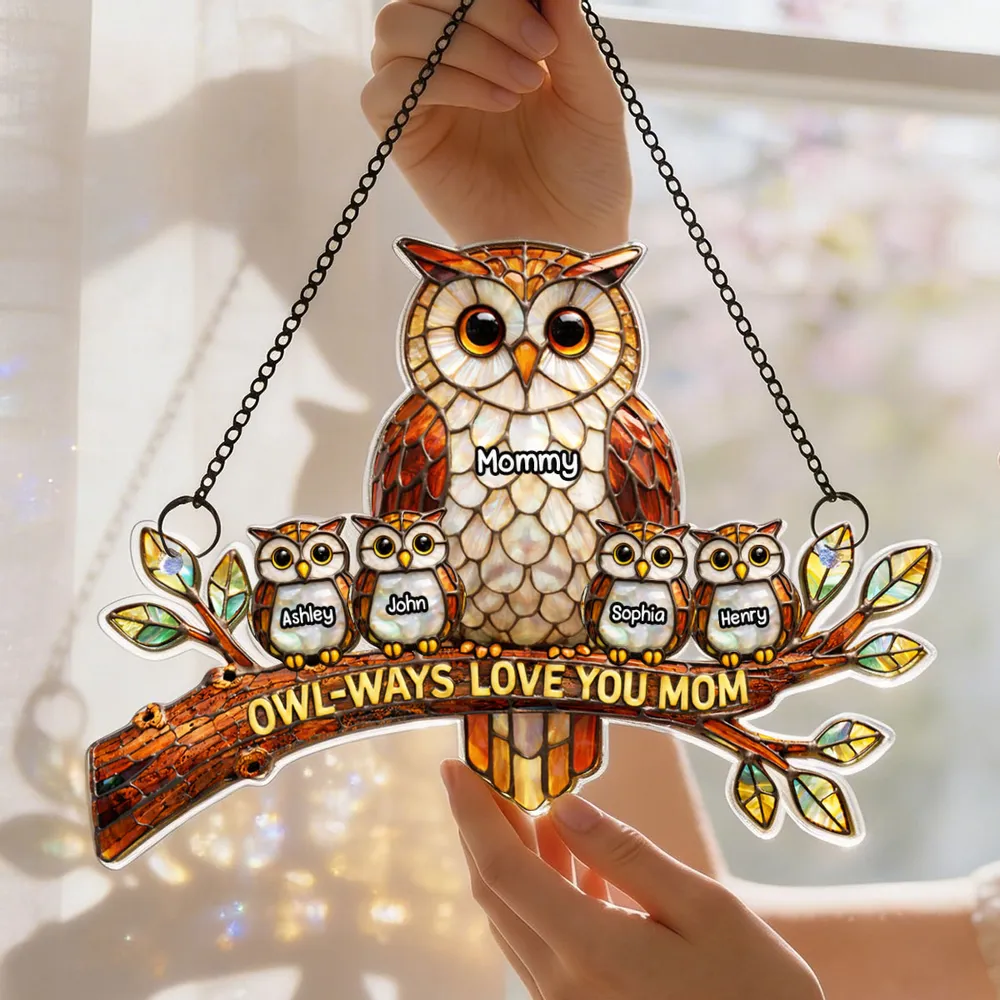 Owl-Ways Love You Mom Personalized Acrylic Suncatcher Ornament, Colorful Sun Catcher Window Decor, Thoughtful Gift - Image 5