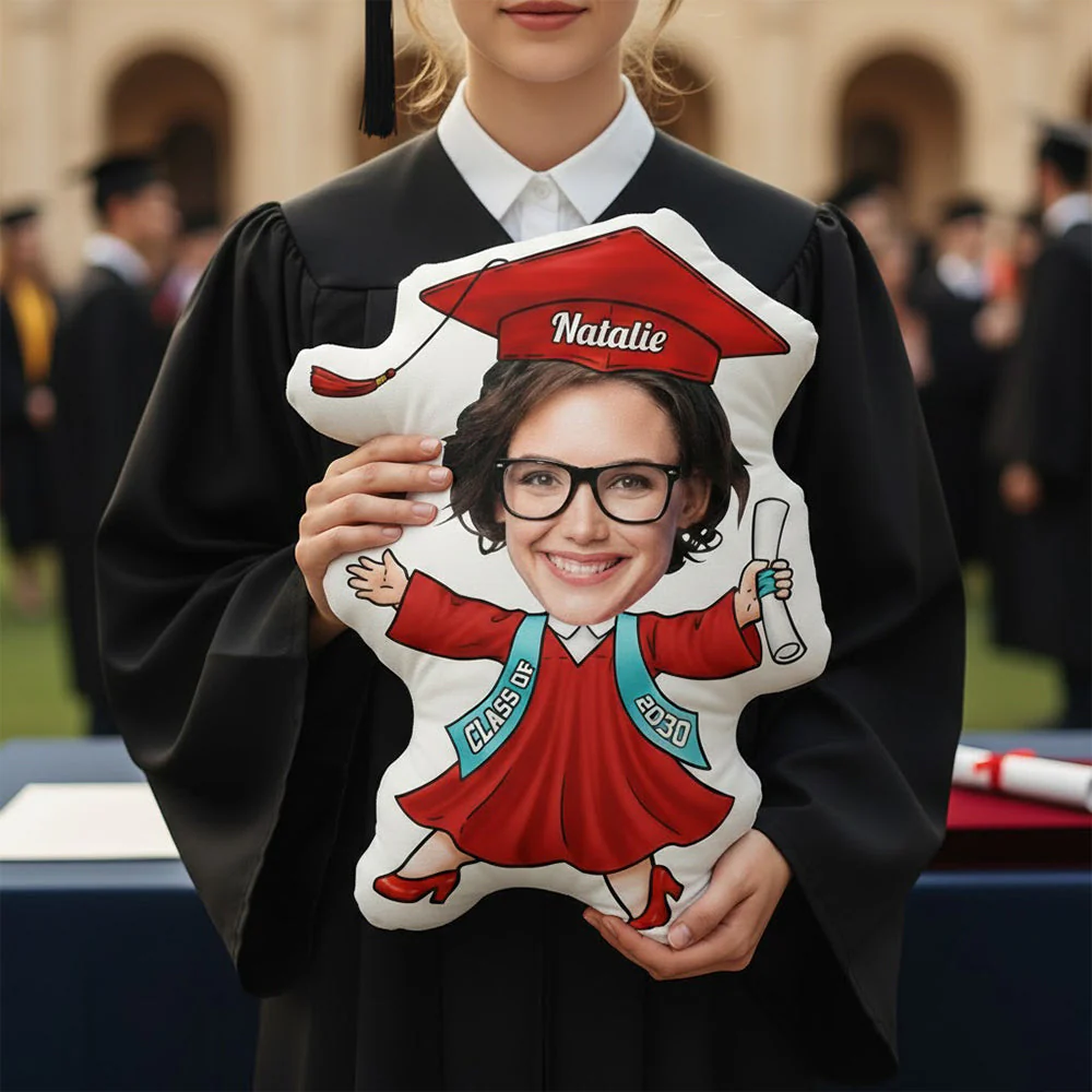 Personalized Funny Face Graduation Shaped Pillow, Custom Cartoon Grad With Cap & Diploma, Unique Senior Gift - Image 7