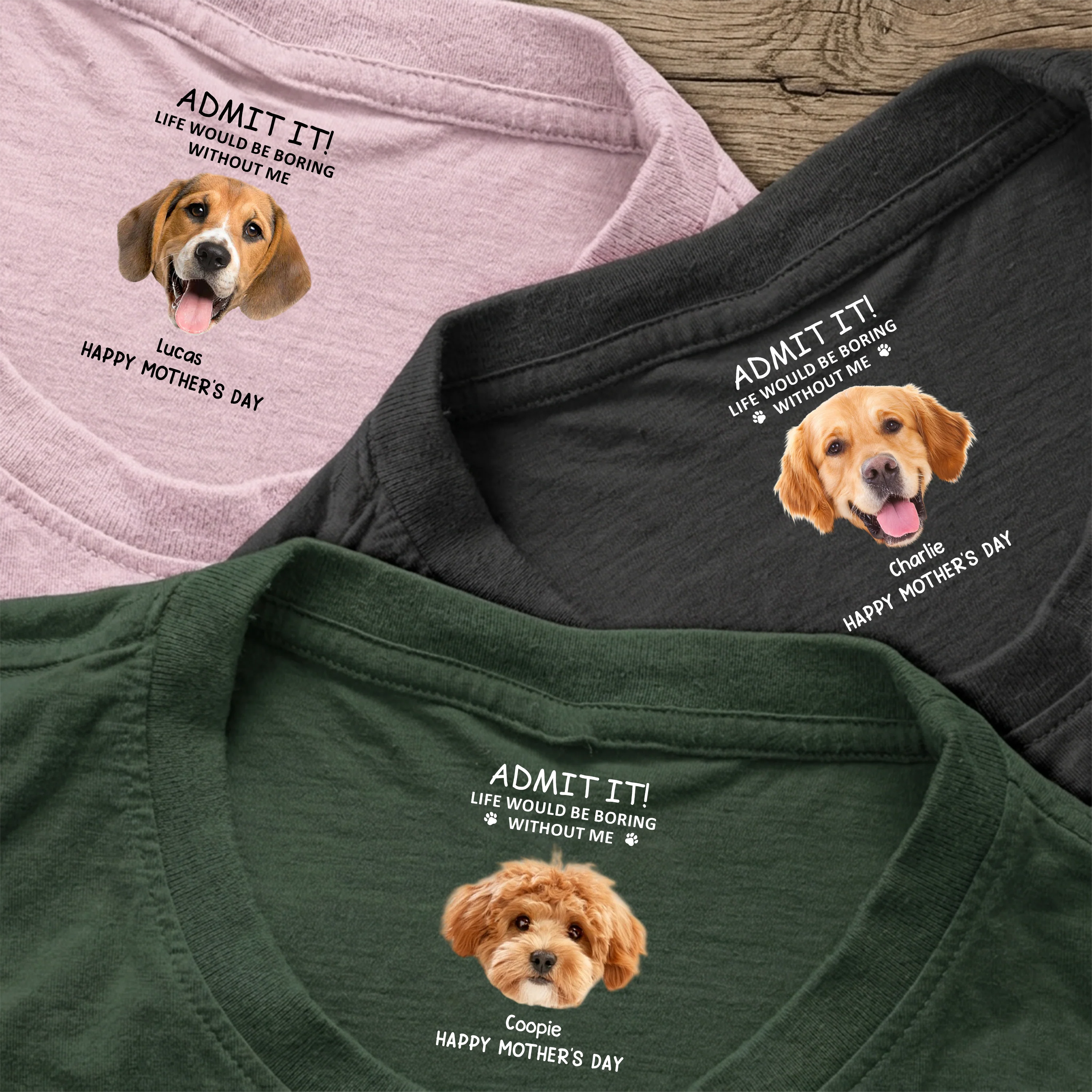 Personalized Dog Photo Classic Tee With Funny Quote For Dog Moms, Unique Mother's Day Gift - Image 4