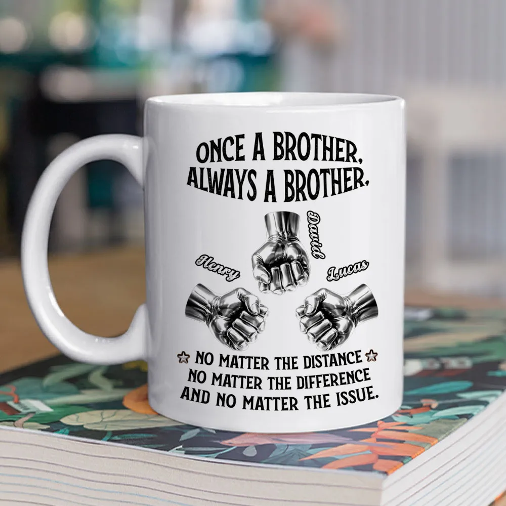 Once A Brother Always A Brother Ceramic Mug, Personalized Brotherhood Coffee Gift, Funny-Cute Daily Reminder For Him - Image 3
