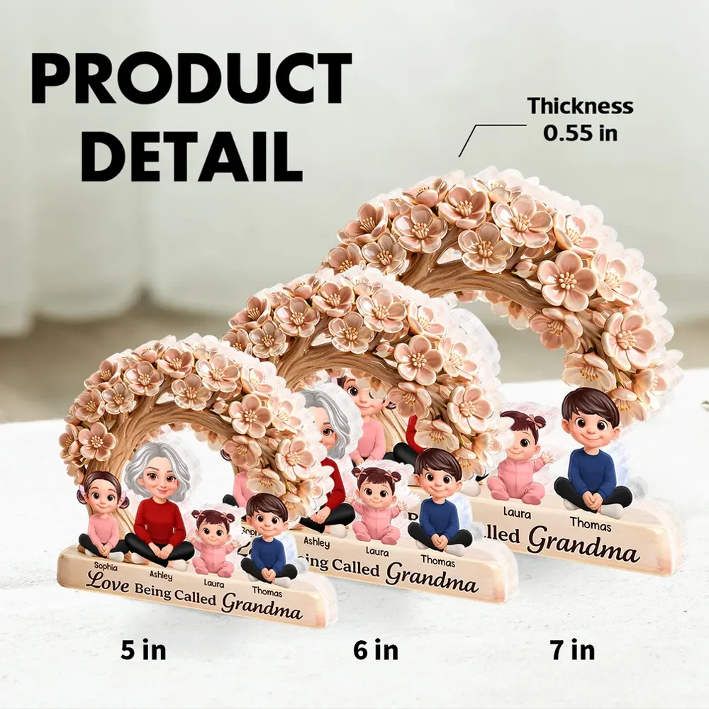 Personalized Shaped Acrylic Block Plaque Love Being Called Grandma Floral Arch Family Keepsake Unique Gift for Grandma - Image 4