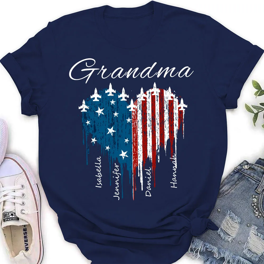 Personalized Grandma Classic Tee with USA Flag Heart - Unique Custom Gift for Fourth of July Pride - Image 5
