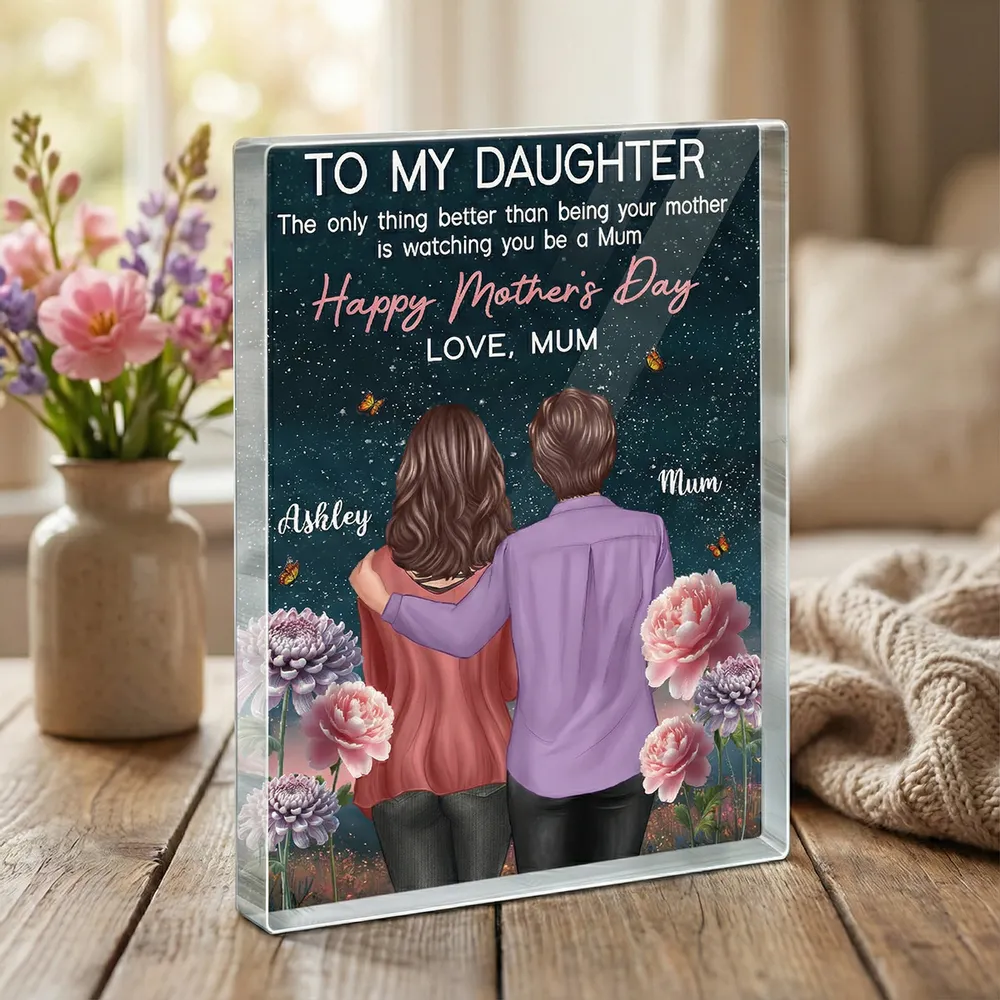 Personalized Rectangle Acrylic Block Plaque, To My Daughter from Mom Mother's Day Message, Unique Gift for Her