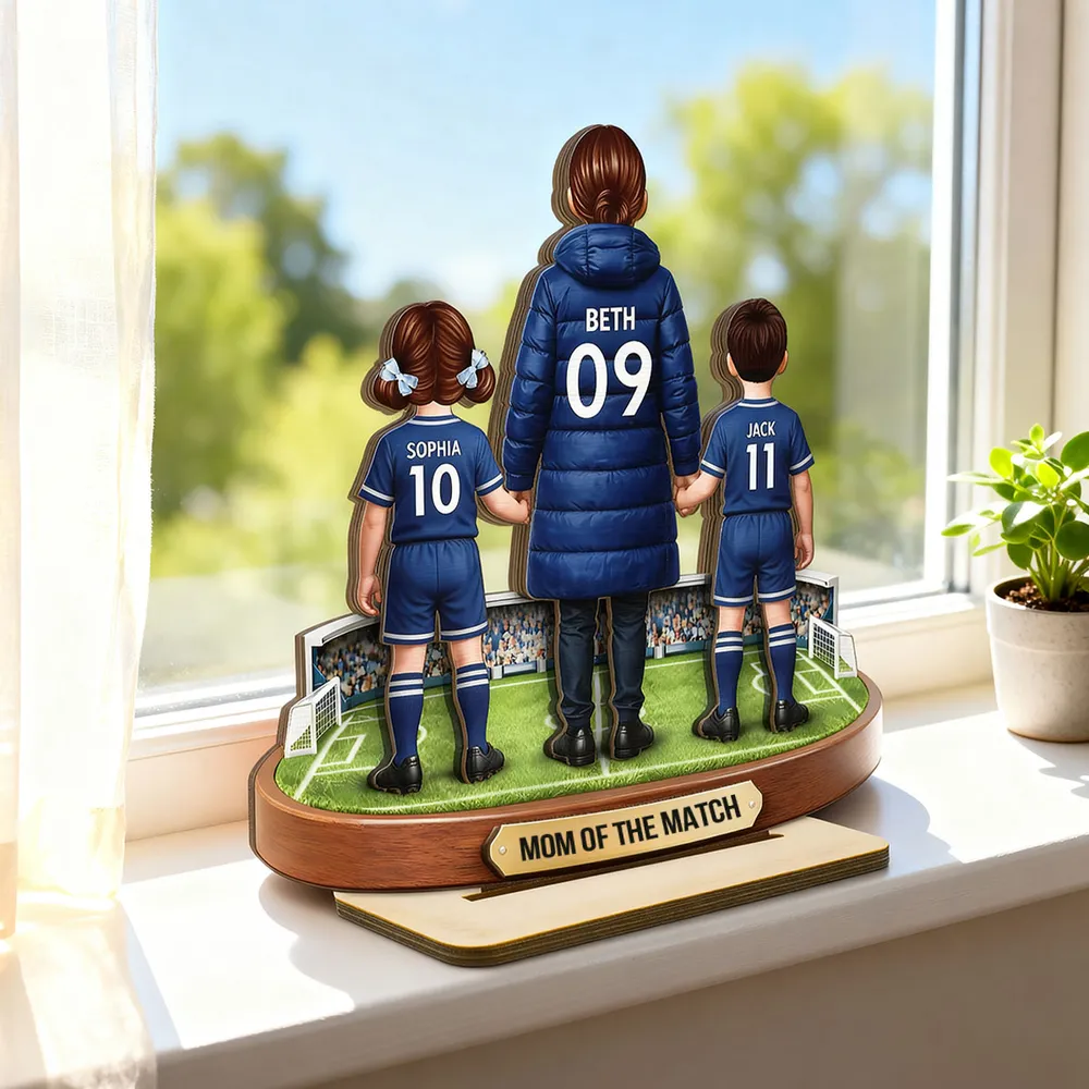 Personalized 2-Layer Wooden Plaque Mom of the Match Soccer Field Holding Hands Unique Gift for Soccer Mom - Image 7
