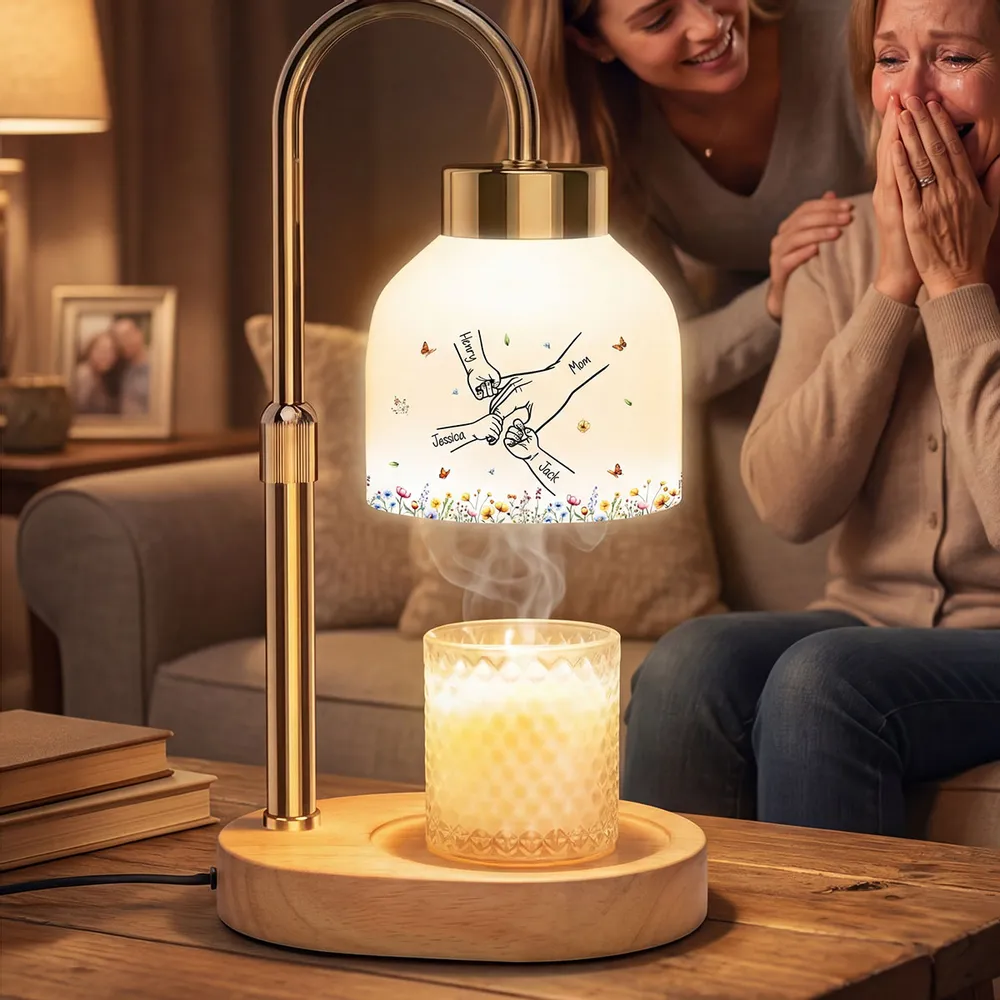 Personalized Candle Warmer Lamp with Grandma Mom Kids Holding Hands Outline, Cozy Bedroom Glow, Unique Gift for Grandma - Image 10