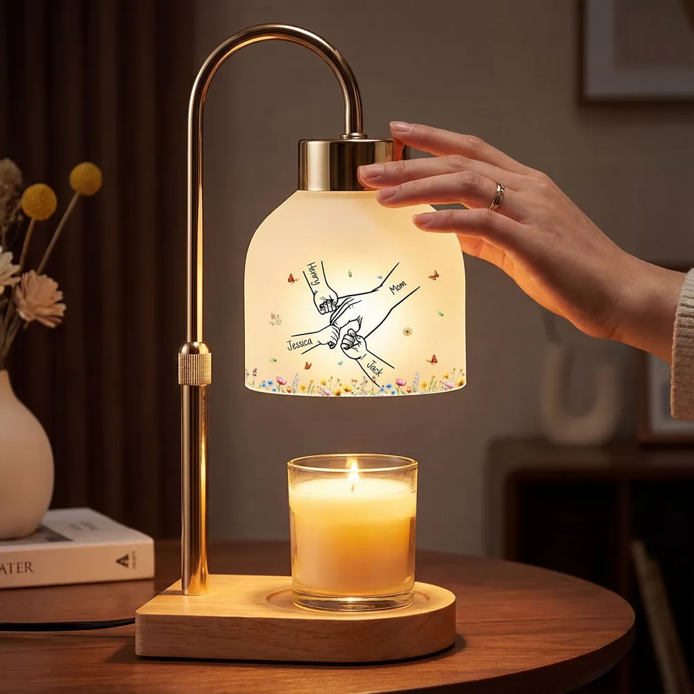 Personalized Candle Warmer Lamp with Grandma Mom Kids Holding Hands Outline, Cozy Bedroom Glow, Unique Gift for Grandma - Image 3