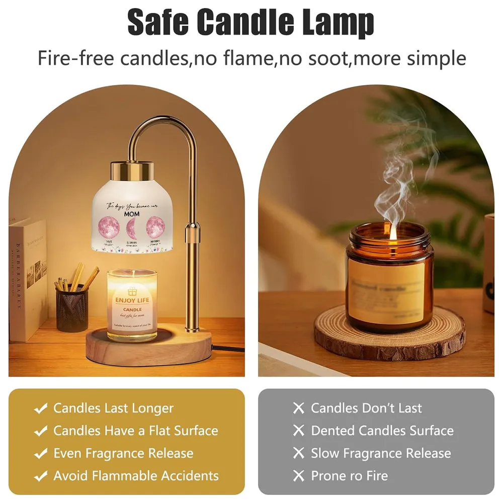 Personalized Moon Phase Candle Warmer Lamp for Mom - Custom Family Dates Night Light, Unique Mother's Day Gift - Image 5