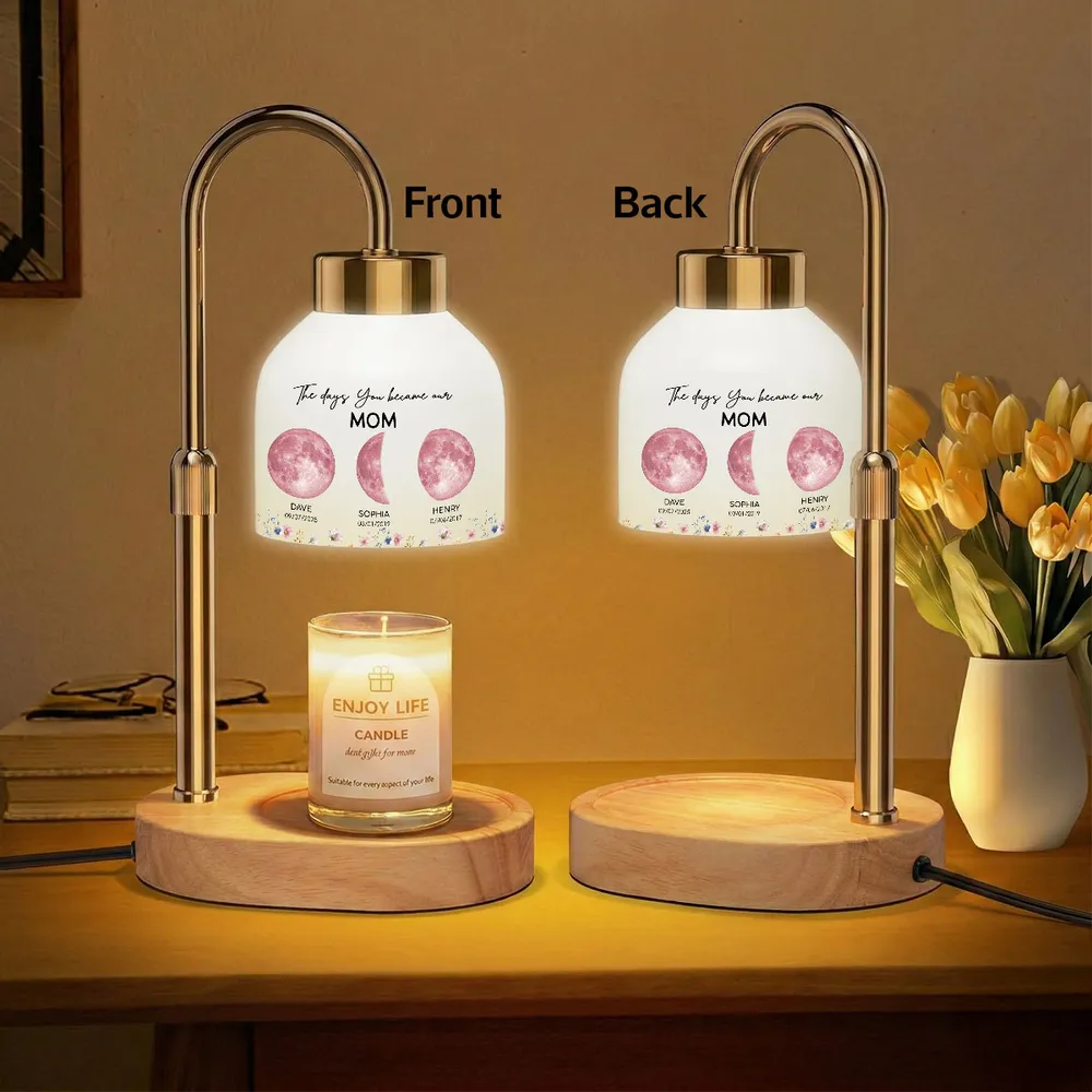 Personalized Moon Phase Candle Warmer Lamp for Mom - Custom Family Dates Night Light, Unique Mother's Day Gift - Image 7