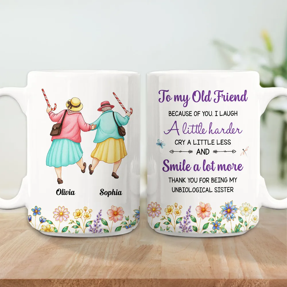 Personalized Ceramic Mug for Old Friends, Cute Walking Besties Illustration, Unique Friendship Gift for Coffee & Tea - Image 5