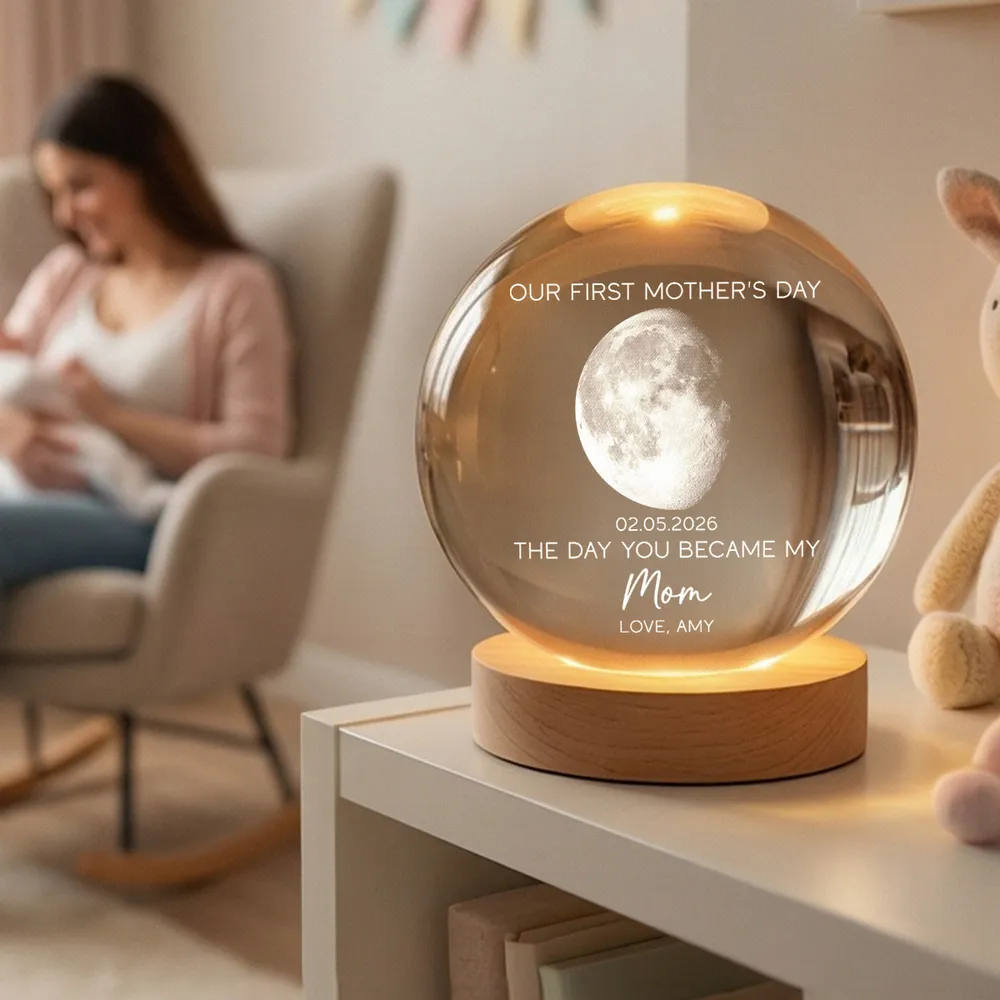 Personalized K5 Globe Lamp with Custom Moon Phase, First Mother's Day Keepsake Night Light, Unique Gift for Mom - Image 3