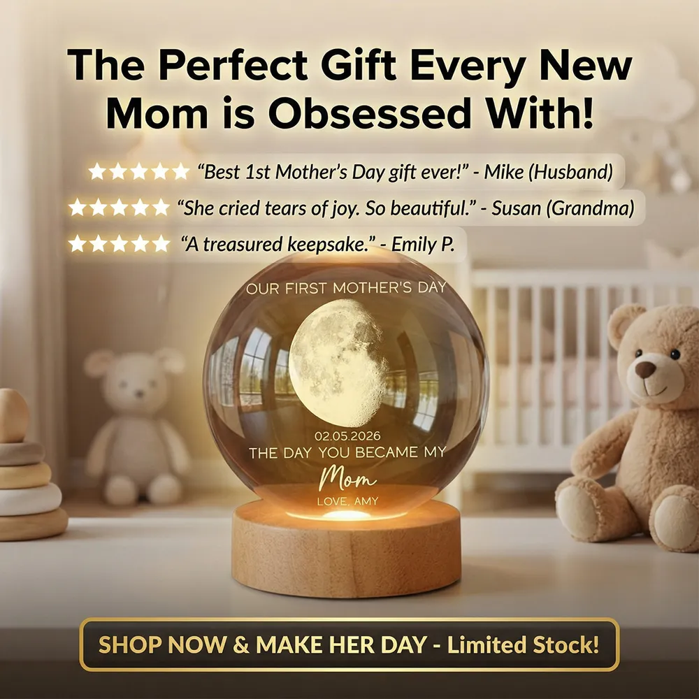 Personalized K5 Globe Lamp with Custom Moon Phase, First Mother's Day Keepsake Night Light, Unique Gift for Mom - Image 8
