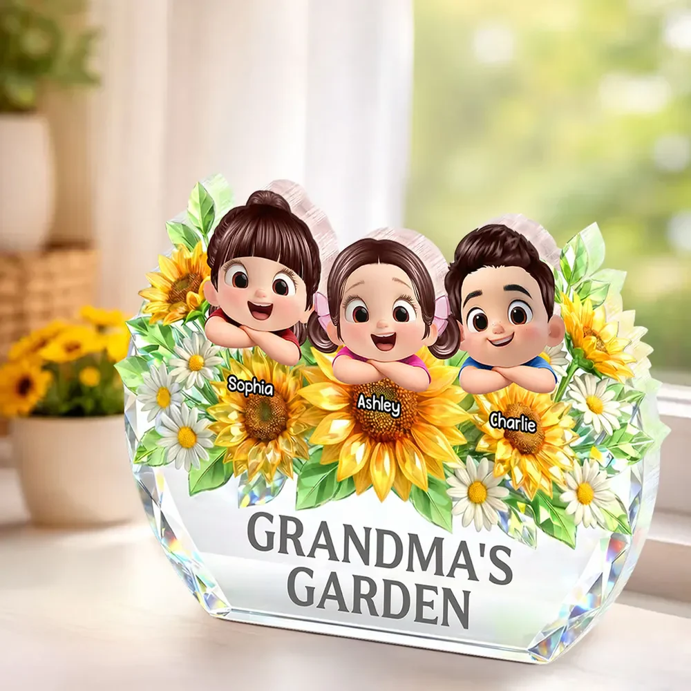 Personalized Shaped Acrylic Block Plaque Grandma's Garden Sunflower Decor - Unique Gift for Grandma, Sweet Keepsake - Image 5