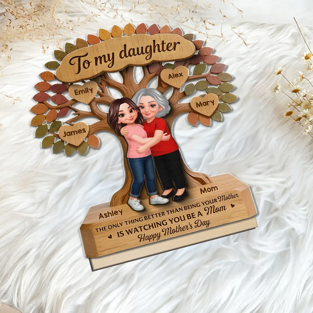 Personalized 2-Layer Wooden Plaque Tree of Life Mom & Daughter Hugging - Unique Mother's Day Gift, Family Keepsake Decor - Image 8