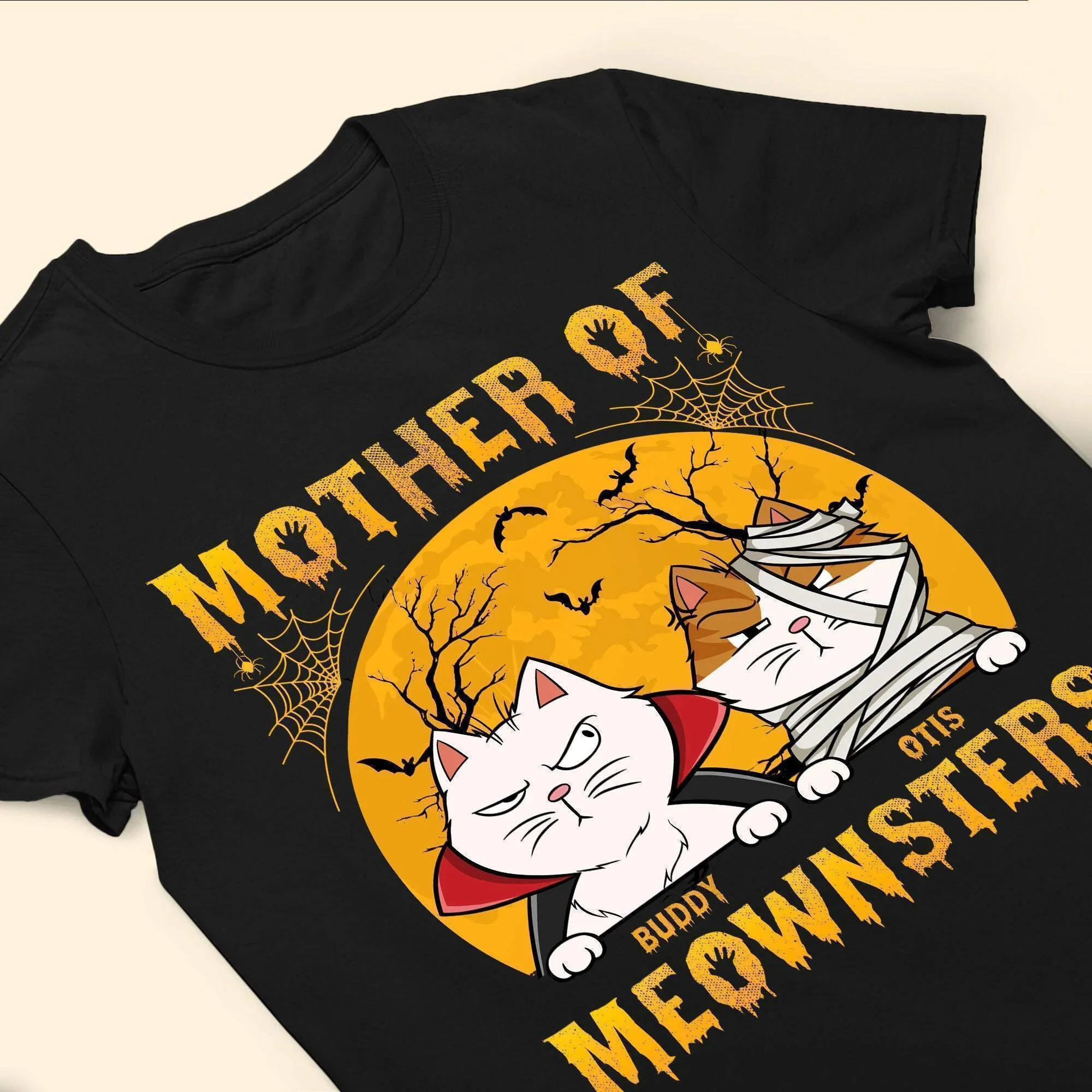 Personalized Custom T-shirt/Sweatshirt/Hoodie, Mother Of Meownsters - Halloween Gift For Cats Lovers, Yourself - Image 4