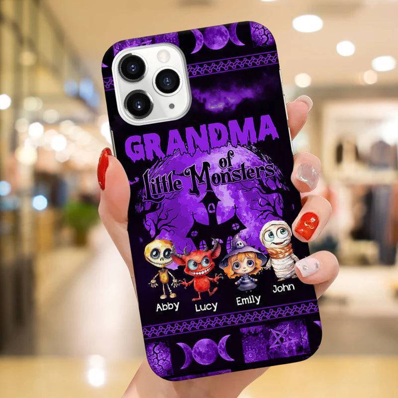 Grandma Of Little Monster Kids Halloween Gift For Grandma Mom Personalized Phone Case - Image 3