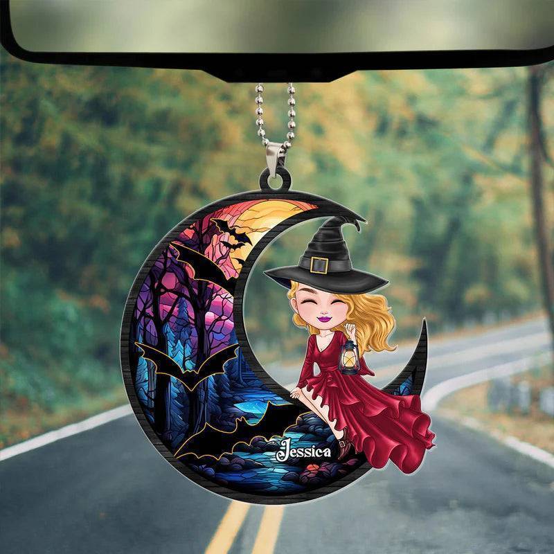 Girl Gift For Witch Lover Halloween Gift Witch Riding Broom Mystical Personalized Ornament - Image 3