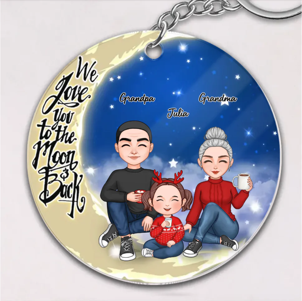 Cute Grandma & Grandkid On Moon Christmas Gift For Granddaughter Grandson Personalized Acrylic Ornament - Image 6