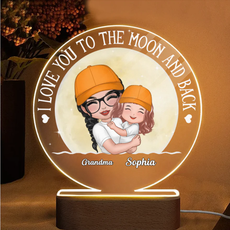 Gift for Grandkid & Grandma - Grandma Mom Hugging Kid - Personalized Custom Ornament, Keychain,Plaque and Pillow - Image 3