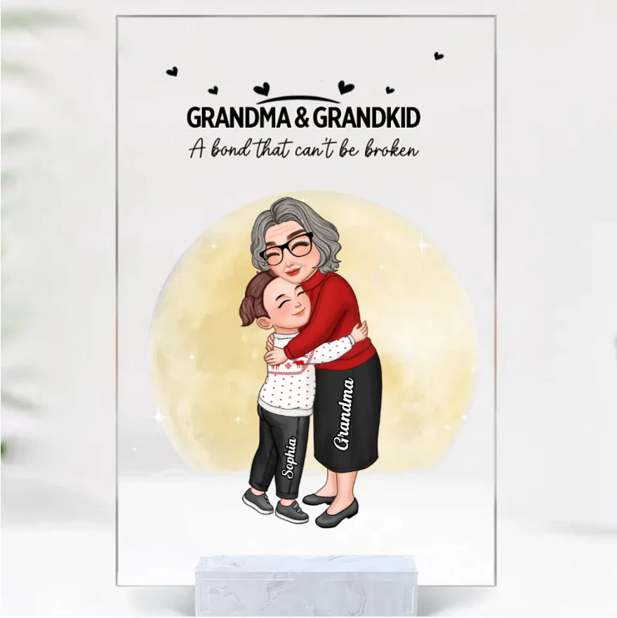 Cute Grandma & Grandkid Hugging - Gift For Grandkids & Grandma - Personalized Acrylic Ornament - Image 5