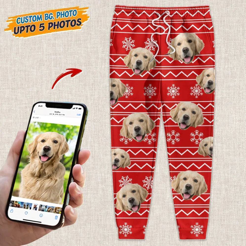 Custom Photo With Christmas Pattern Dog Men and Women's Sweatpants - Any Dog Lover Will Be Moved By This Gift - Image 4