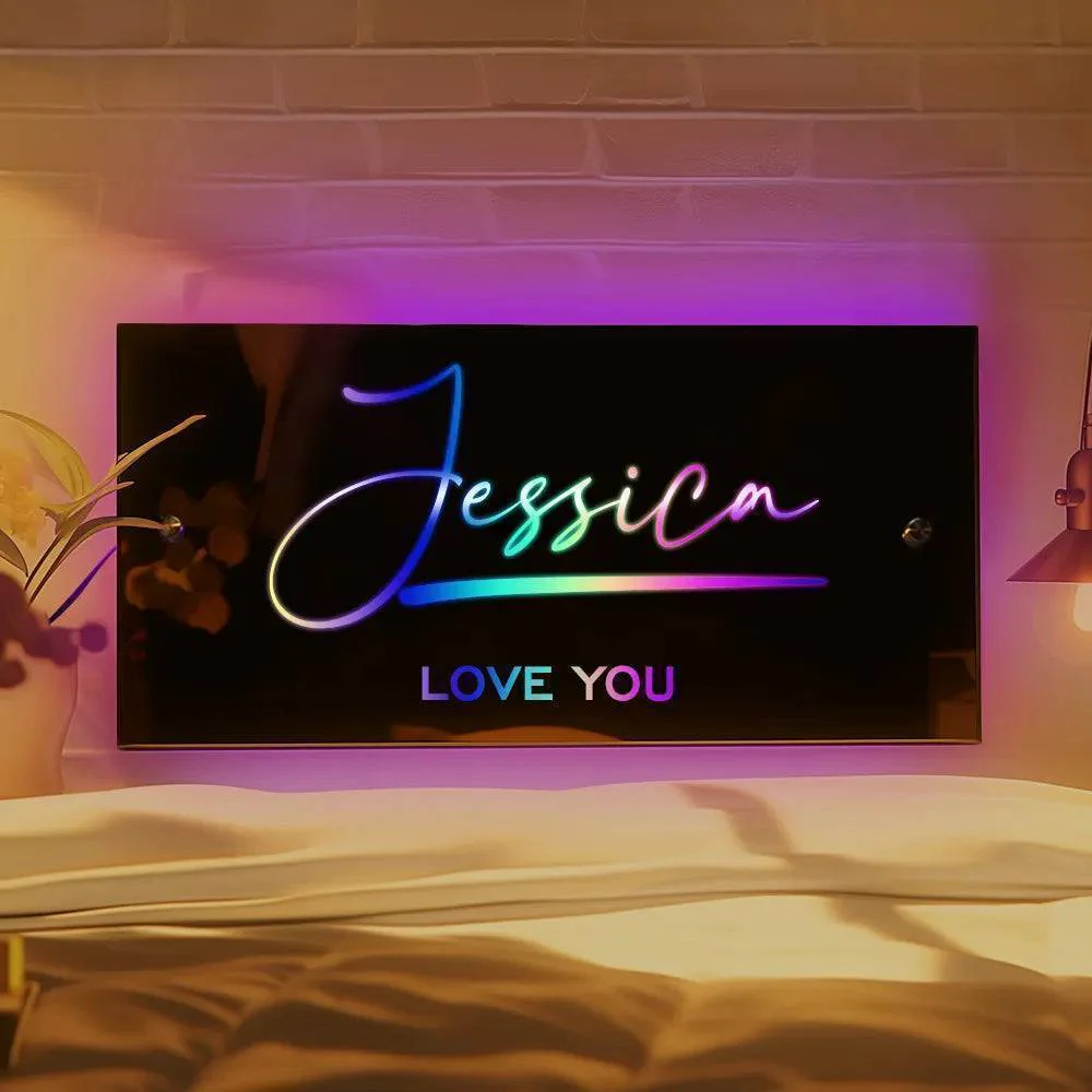 Personalized Affirmations Mirror - Light Colorful - Bedroom Lamp - Custom Name - Image 4