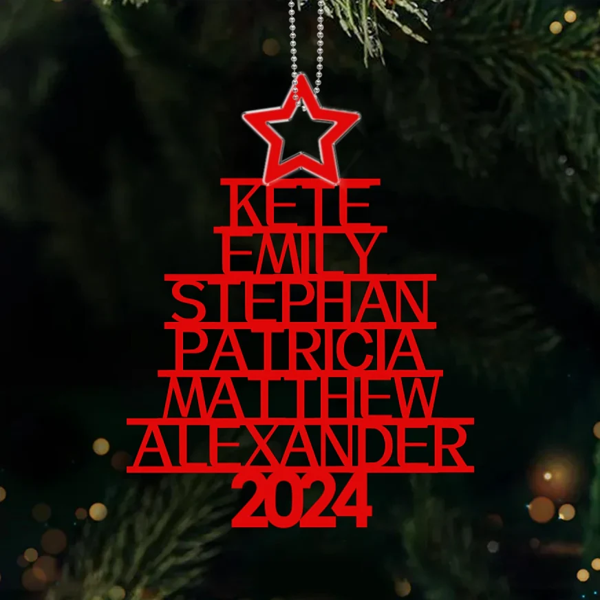 Custom Family Christmas Ornament - Personalized Wood/Acrylic Decor Gift - Image 4