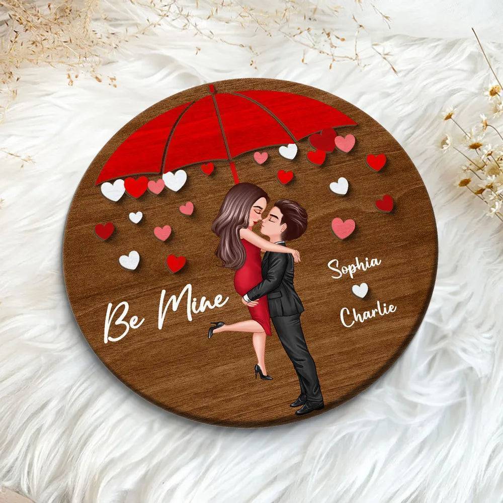 Rainy Romance - 'Umbrella Kiss' Personalized Wooden Plaque - A Cherished Gift for Couples on Anniversaries & Valentine's - Image 4
