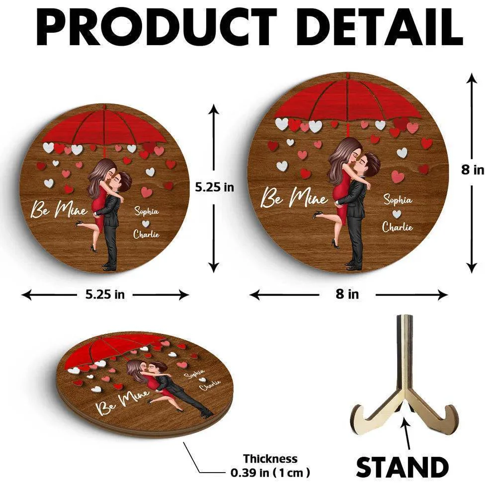 Rainy Romance - 'Umbrella Kiss' Personalized Wooden Plaque - A Cherished Gift for Couples on Anniversaries & Valentine's - Image 5