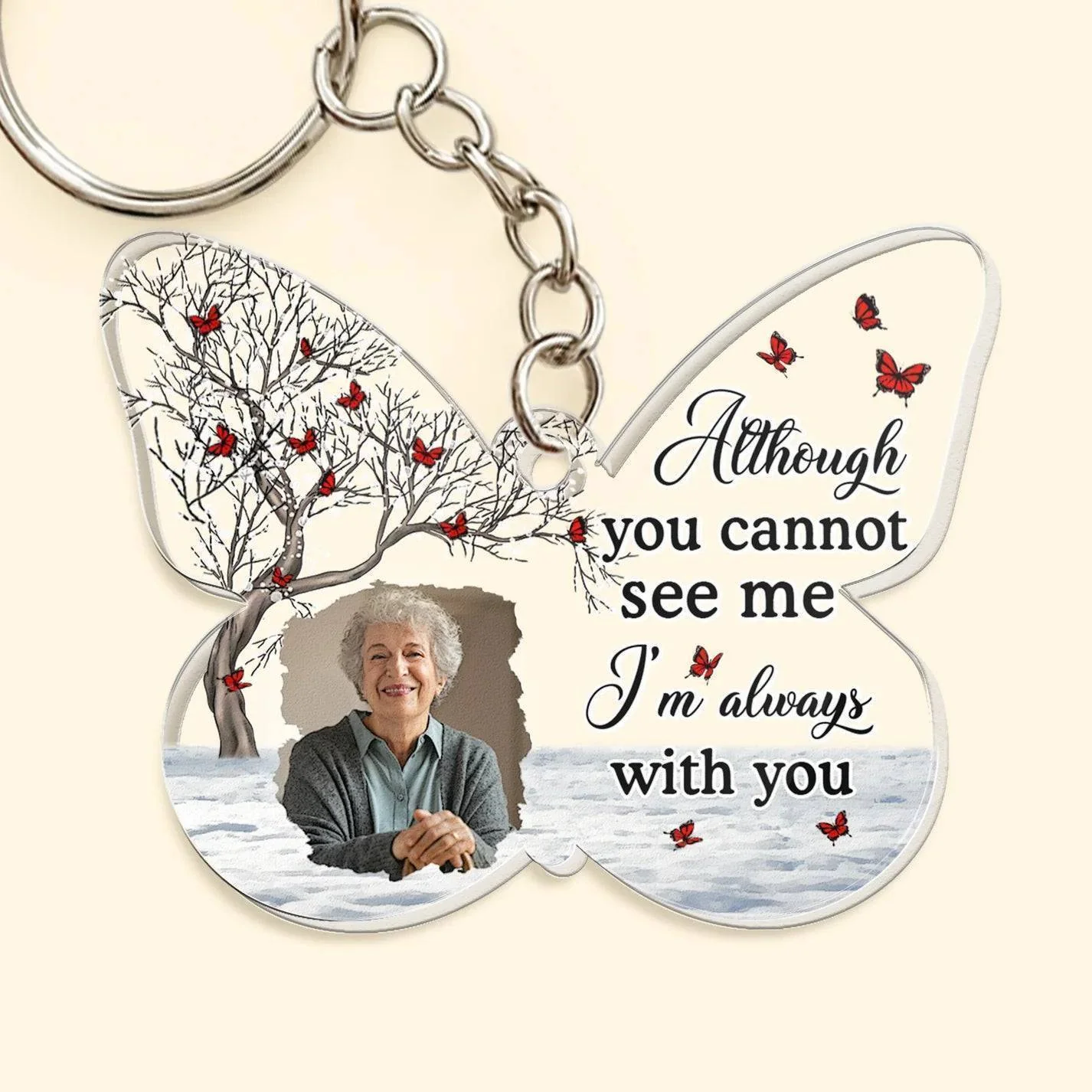 Your Wings Were Ready But My Heart Was Not - Personalized Acrylic Photo Keychain - Image 2